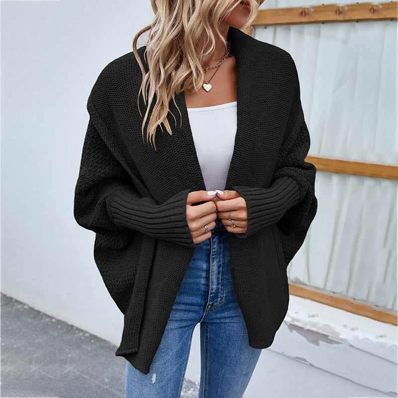 Batwing-Sleeve Lapel Knit Cardigan – Women's